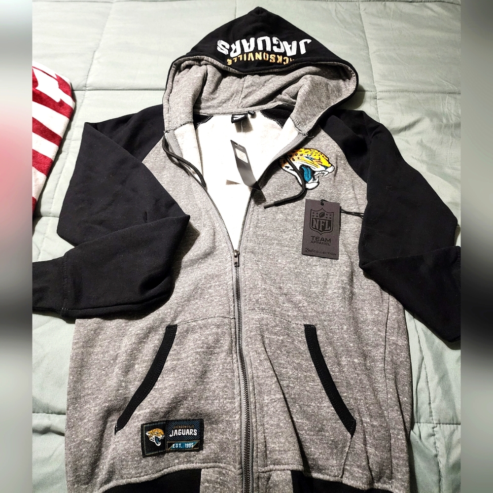 NFL Black and Gray Jacksonville Jaguars zip up Jacket NWT, M(s) W (m)